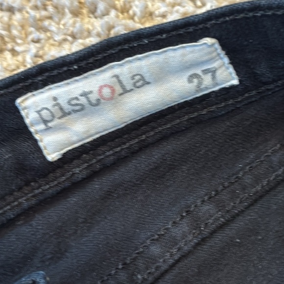 Pistola Frayed Fringe Crop Flare Jeans Black - Picture 8 of 13